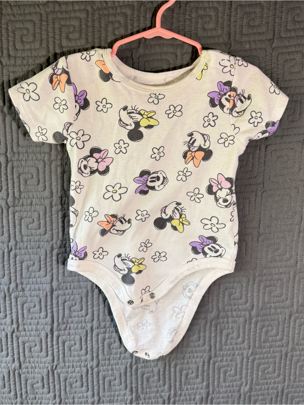 Disney Bodysuit Baby Girl 24 Months Floral Minnie Mouse White